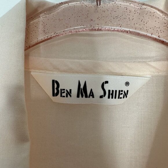 Ben Ma Shien Pink Lace Pintuck Shirt Blouse Button up S M Retro Tuxedo - Picture 4 of 13